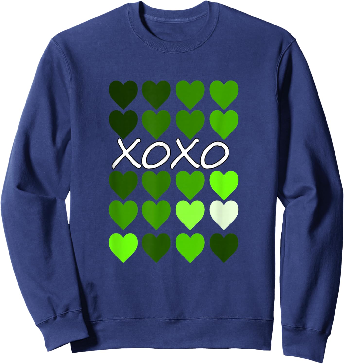 Green Color XO-Hearts Green Graphic Sweatshirt - Sweatshirt | Navy