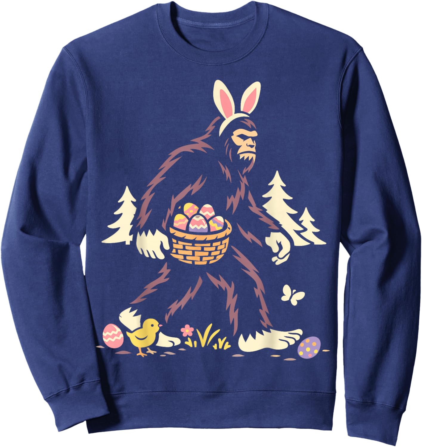 Easter Bigfoot Sasquatch Bunny Eggs Sweatshirt - Sweatshirt | Navy