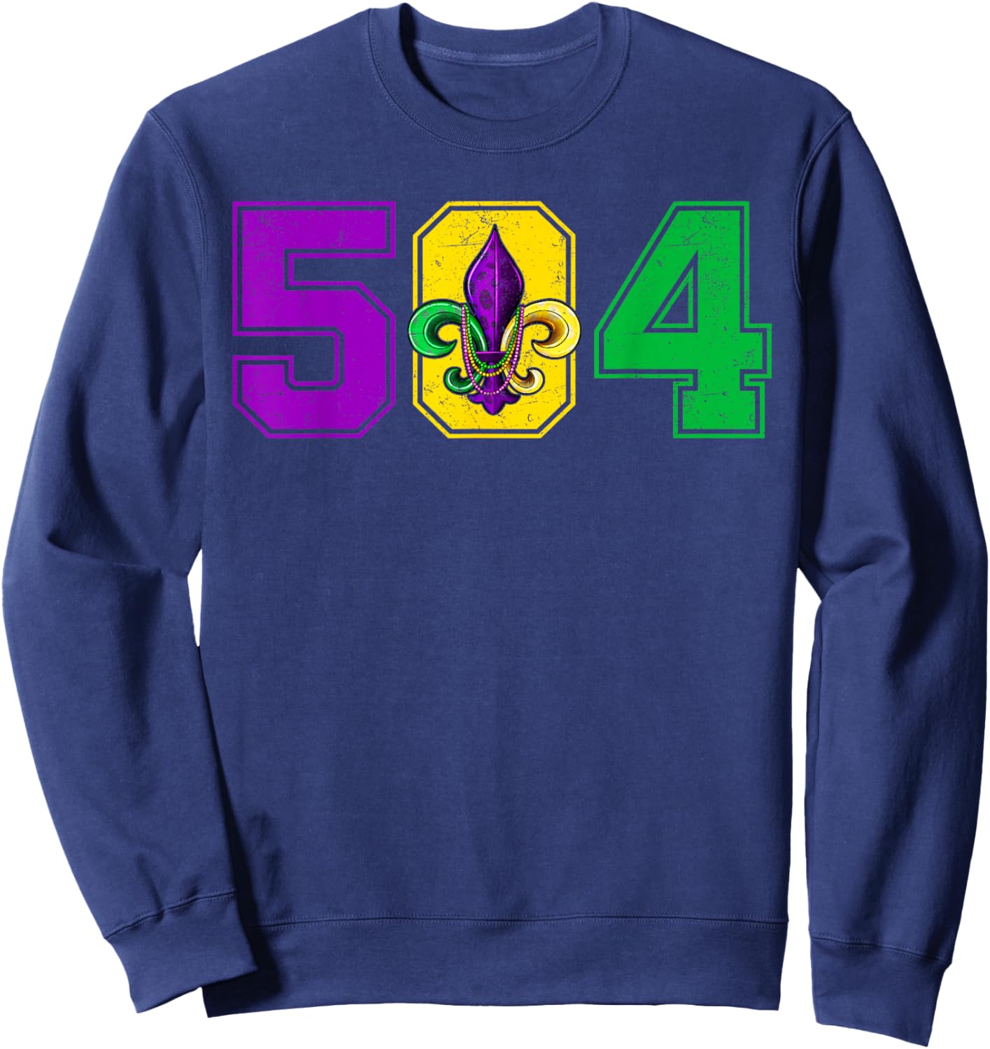 504 Fleur De Lis Mardi Gras Fat Tuesday New Orleans Parade Sweatshirt - Sweatshirt | Navy