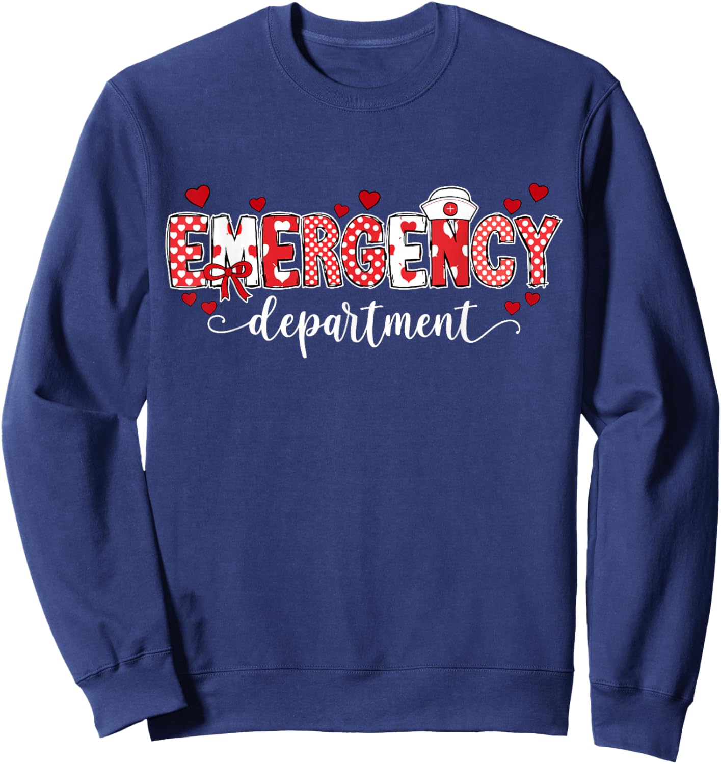 Emergency Department Nurse Valentine's ER ED Tech Nursing Sweatshirt - Sweatshirt | Navy