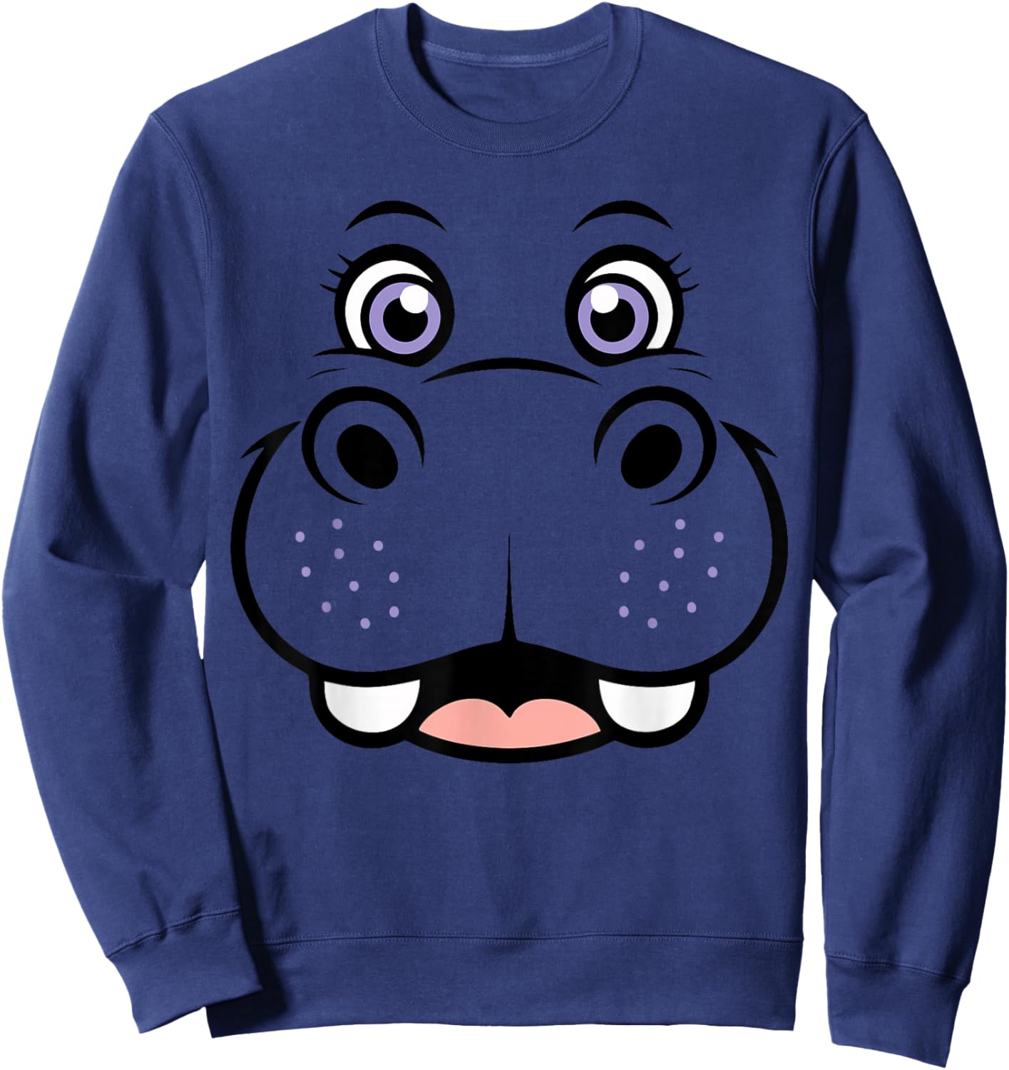 Hippo Shirt Adult Kids Men Women Hippopotamus Face Costume Sweatshirt - Sweatshirt | Navy
