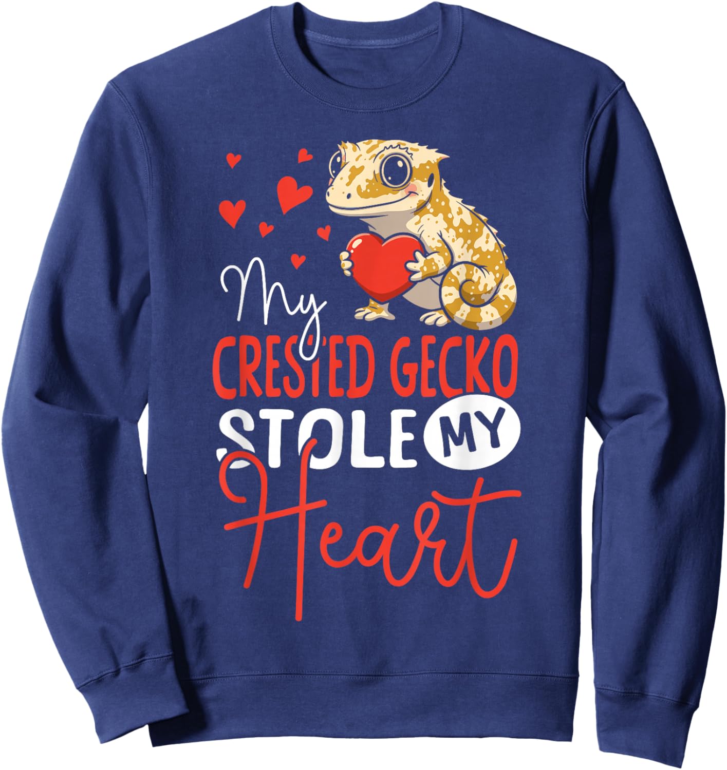 Crested Gecko Valentines Day My Crested Gecko Stole My Heart Sweatshirt - Sweatshirt | Navy