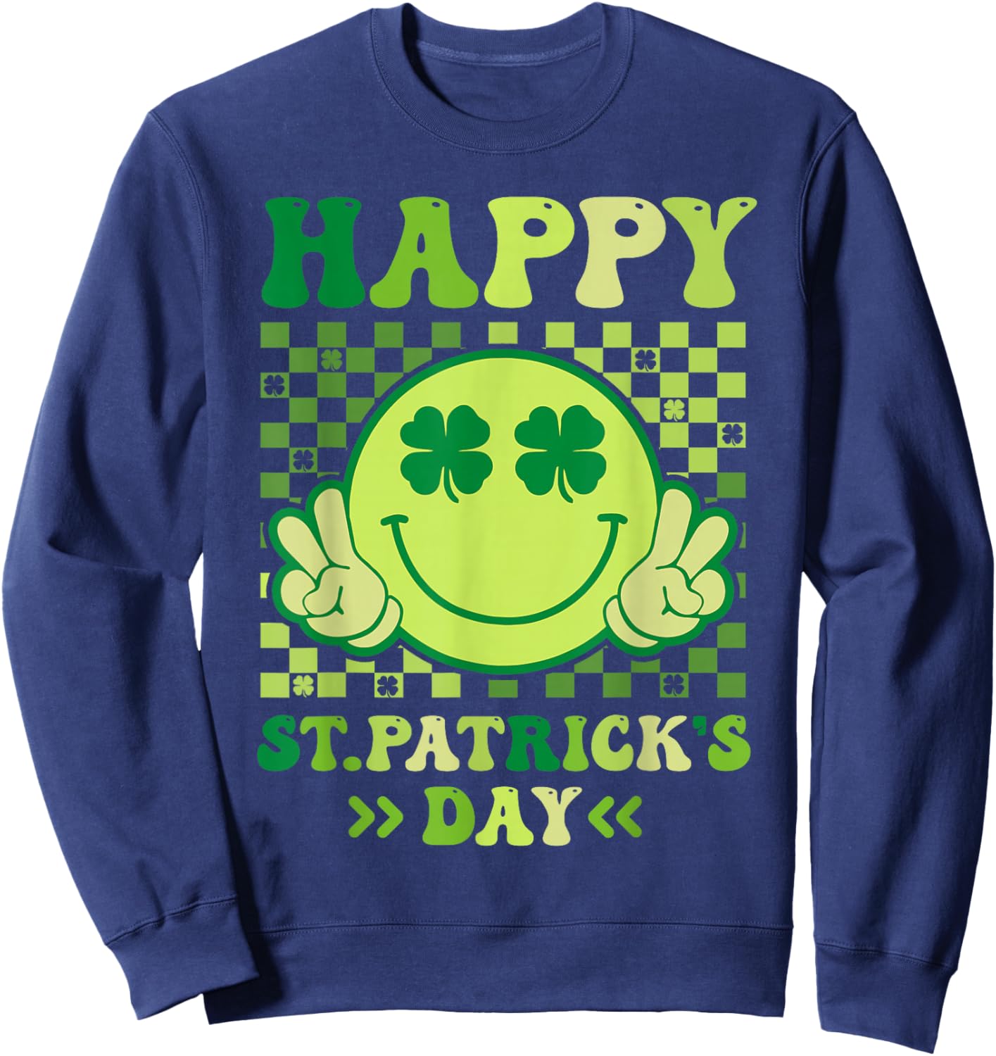 Happy St Patricks Day Lucky Shamrock Irish Men Women Kids Sweatshirt - Sweatshirt | Navy