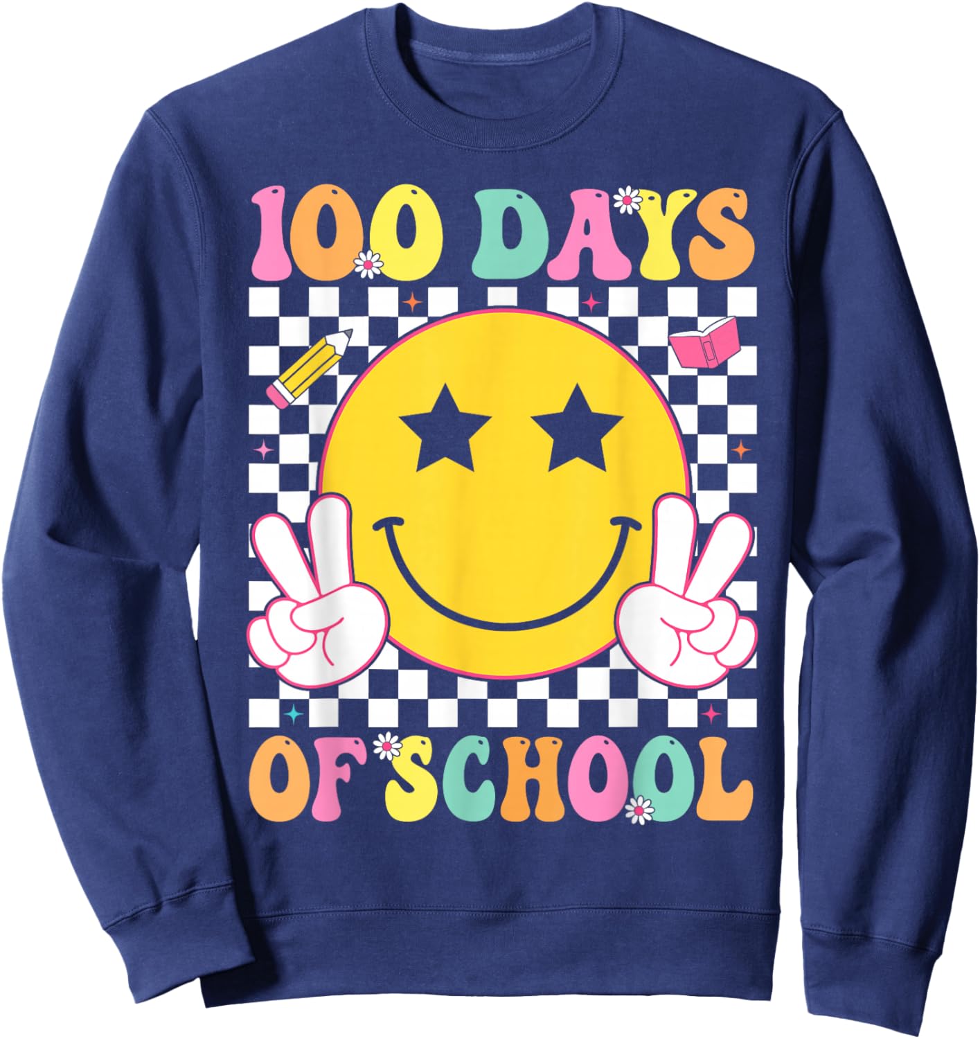 100 Days of School Boys Kids 100th Day of School Teacher Sweatshirt - Sweatshirt | Navy