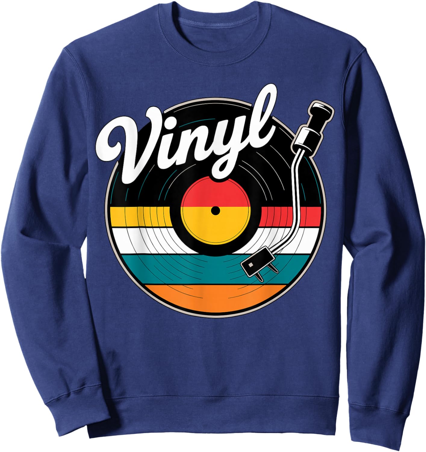 Vinyl Record Turntable Retro Music Sweatshirt - Sweatshirt | Navy