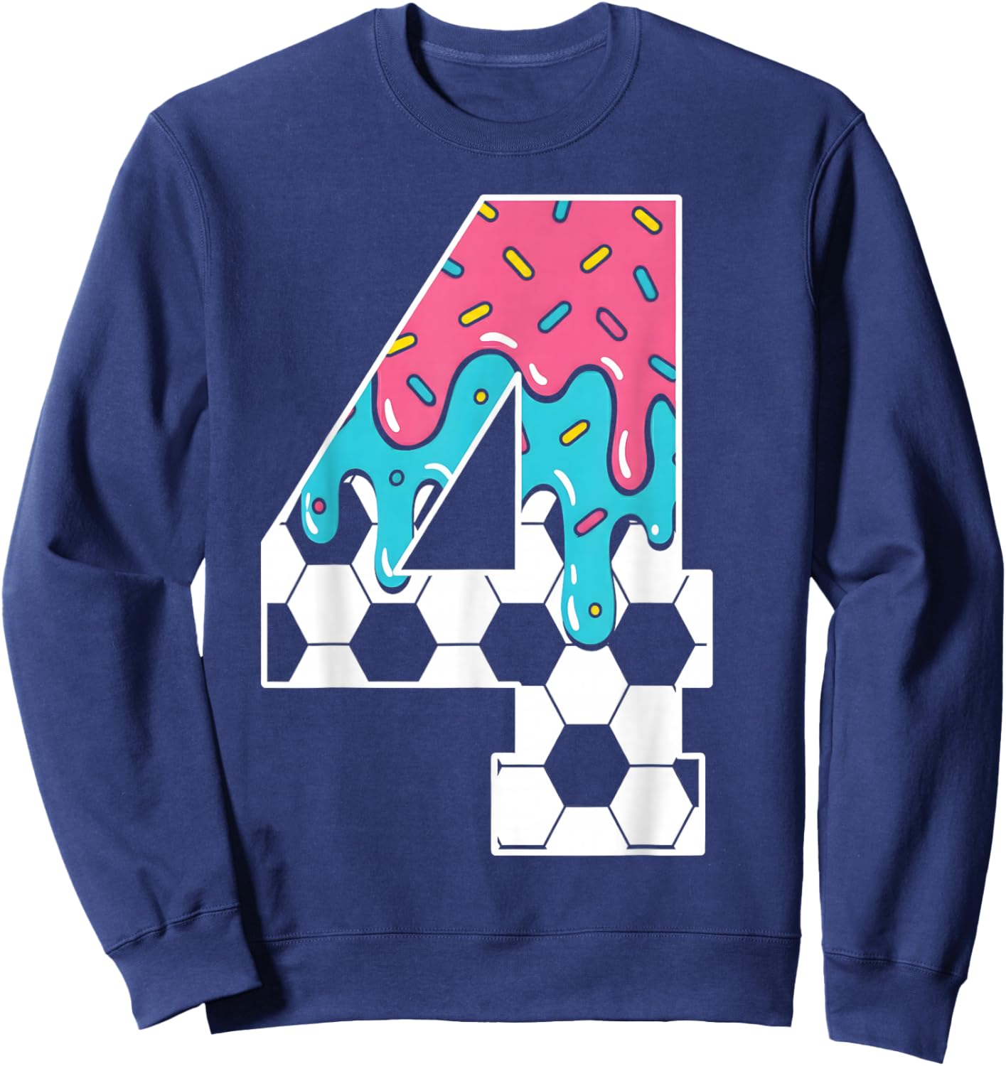 Soccer 4 Year Old Ice Cream Drip Youth 4th Birthday Boy 4 Sweatshirt - Sweatshirt | Navy