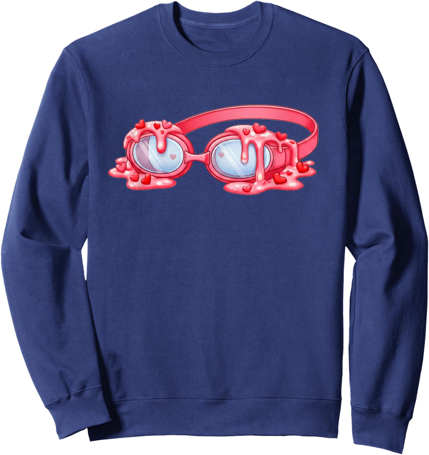 Swimming Valentines Day Ice Cream Drip Heart Swimmer Boys Sweatshirt - Sweatshirt | Navy