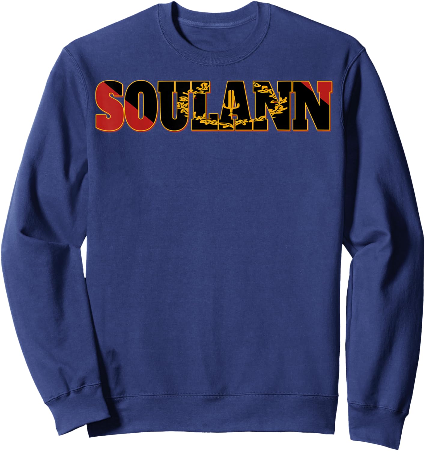 SOULANN Flag Emblem Power Soul Black American Heritage Art Sweatshirt - Sweatshirt | Navy
