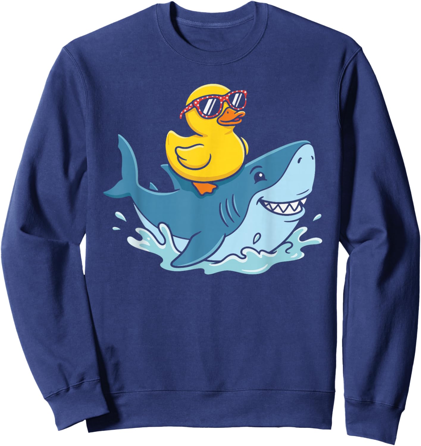 Rubber Ducky Shark Kids Funny Rubber Duck Sweatshirt - Sweatshirt | Navy