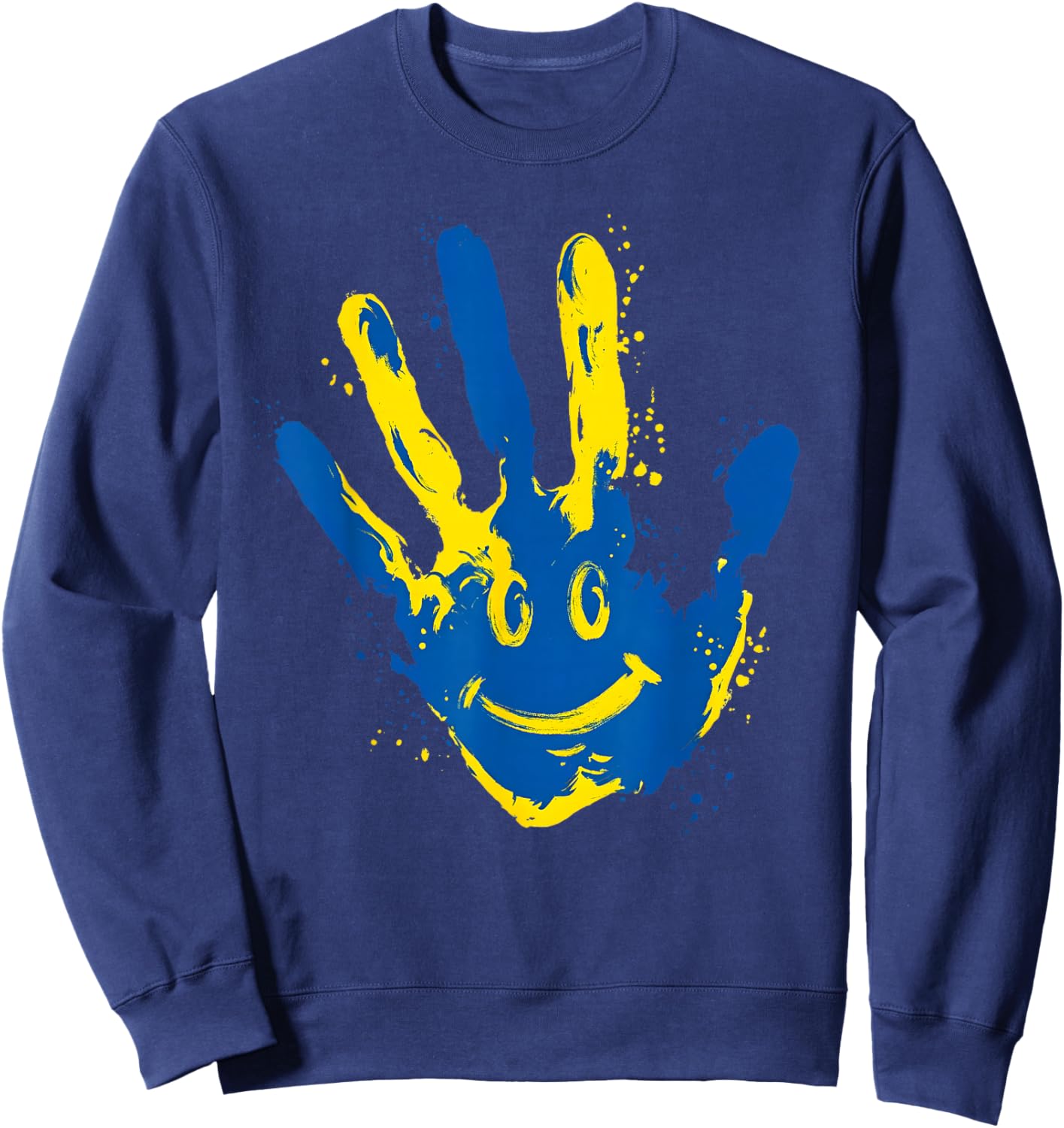 Down Syndrome Awareness Retro Hand Smile T21 Men Women Kids Sweatshirt - Sweatshirt | Navy