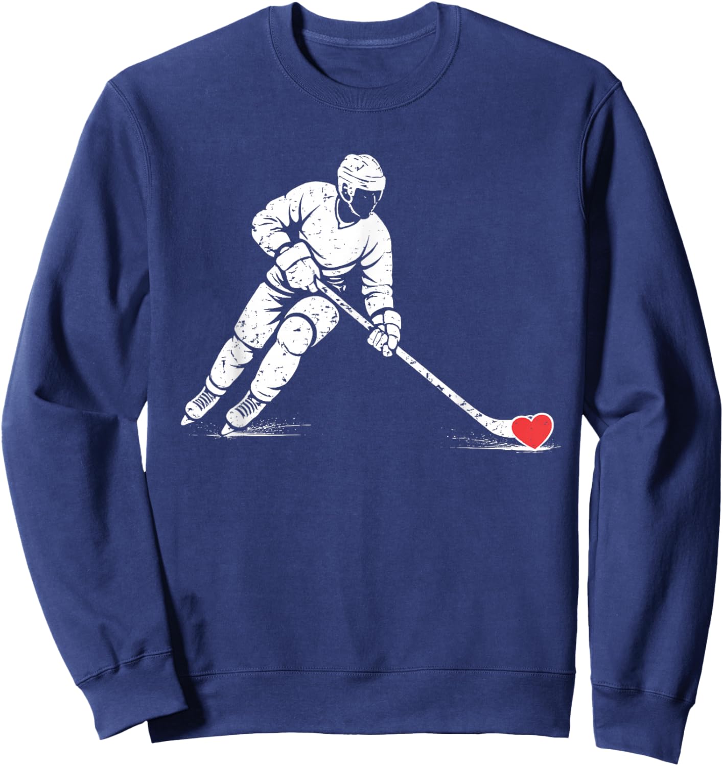 Valentines Day Ice Hockey Silhouette Heart Love Men Boys Sweatshirt - Sweatshirt | Navy
