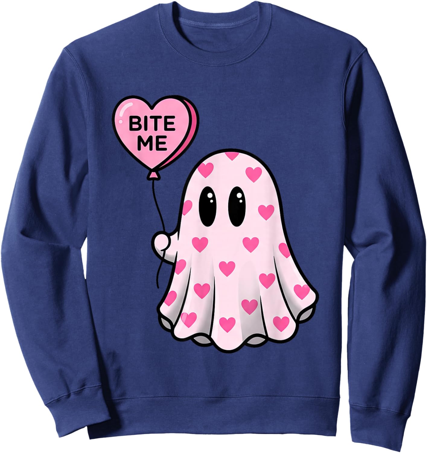Bite Me Ghost Heart Valentine's Sweatshirt - Sweatshirt | Navy