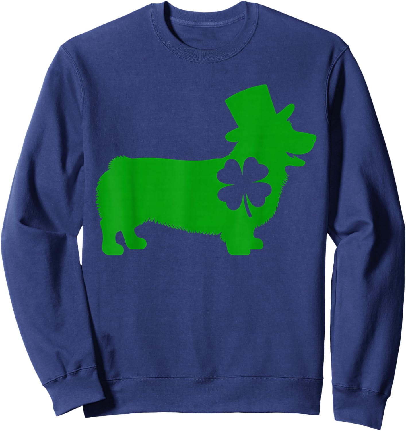 Cute Corgi Dog Shamrock St Patrick's Day Design Ideas Fun Sweatshirt - Sweatshirt | Navy