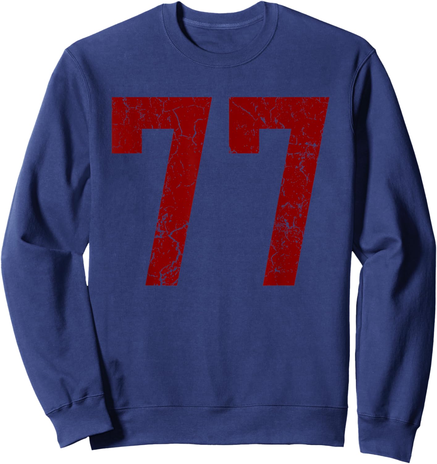 Distressed Maroon Number 77 Jersey Player Uniform #77 Sweatshirt - Sweatshirt | Navy