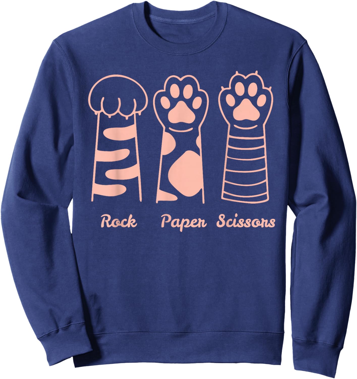 Funny Cat Paw Rock Paper Scissors Sweatshirt - Sweatshirt | Navy