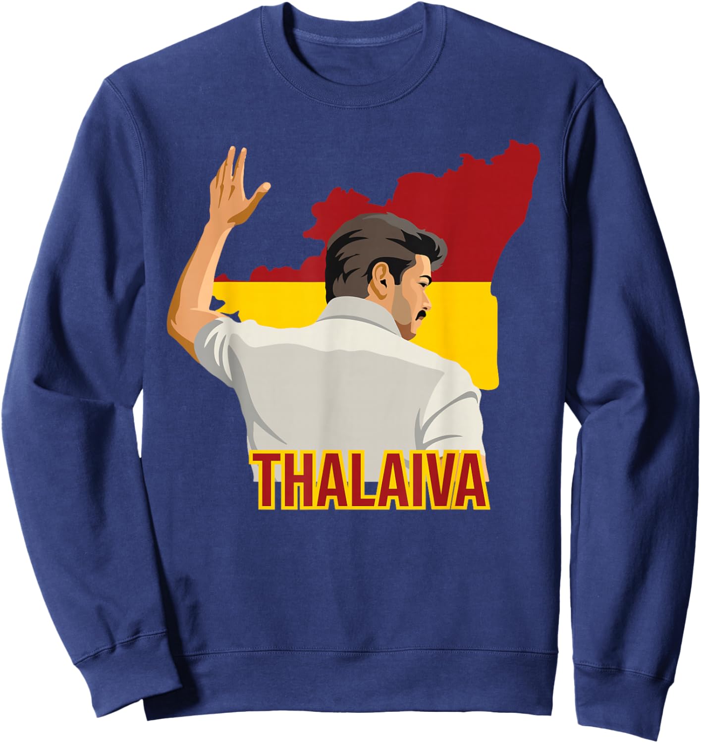 Thalapathy Vijay Thalaiva TVK Flag Tamil Kollywood Sweatshirt - Sweatshirt | Navy
