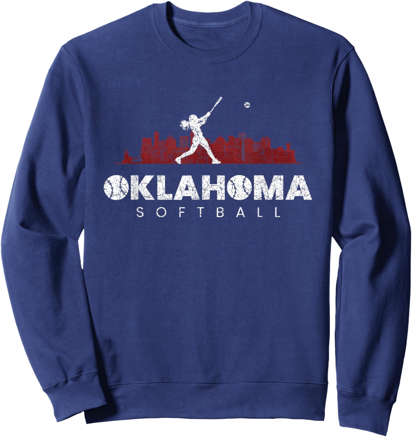 Oklahoma Softball Vintage Player Minimalist Skyline Retro Sweatshirt - Sweatshirt | Navy