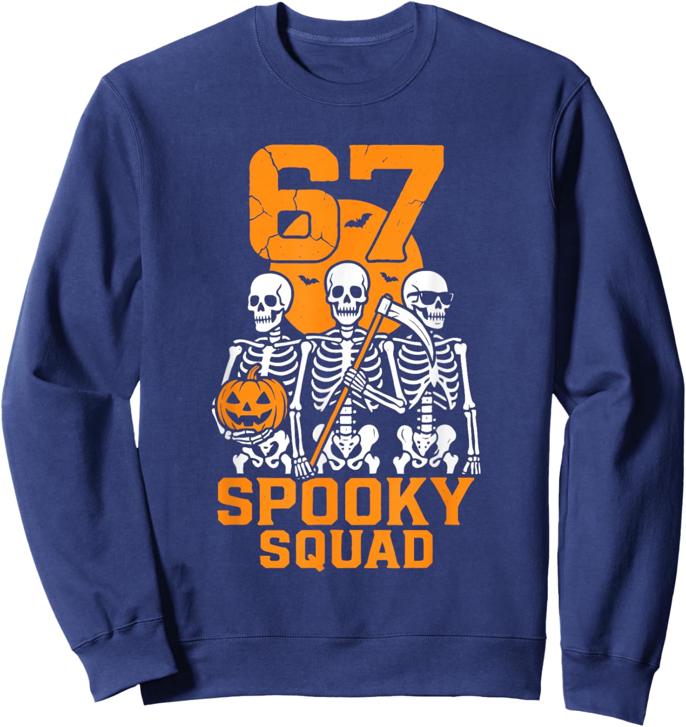 67 Halloween Meme 6 7 Numbers Six Seven Kids Skeleton Group Sweatshirt - Sweatshirt | Navy