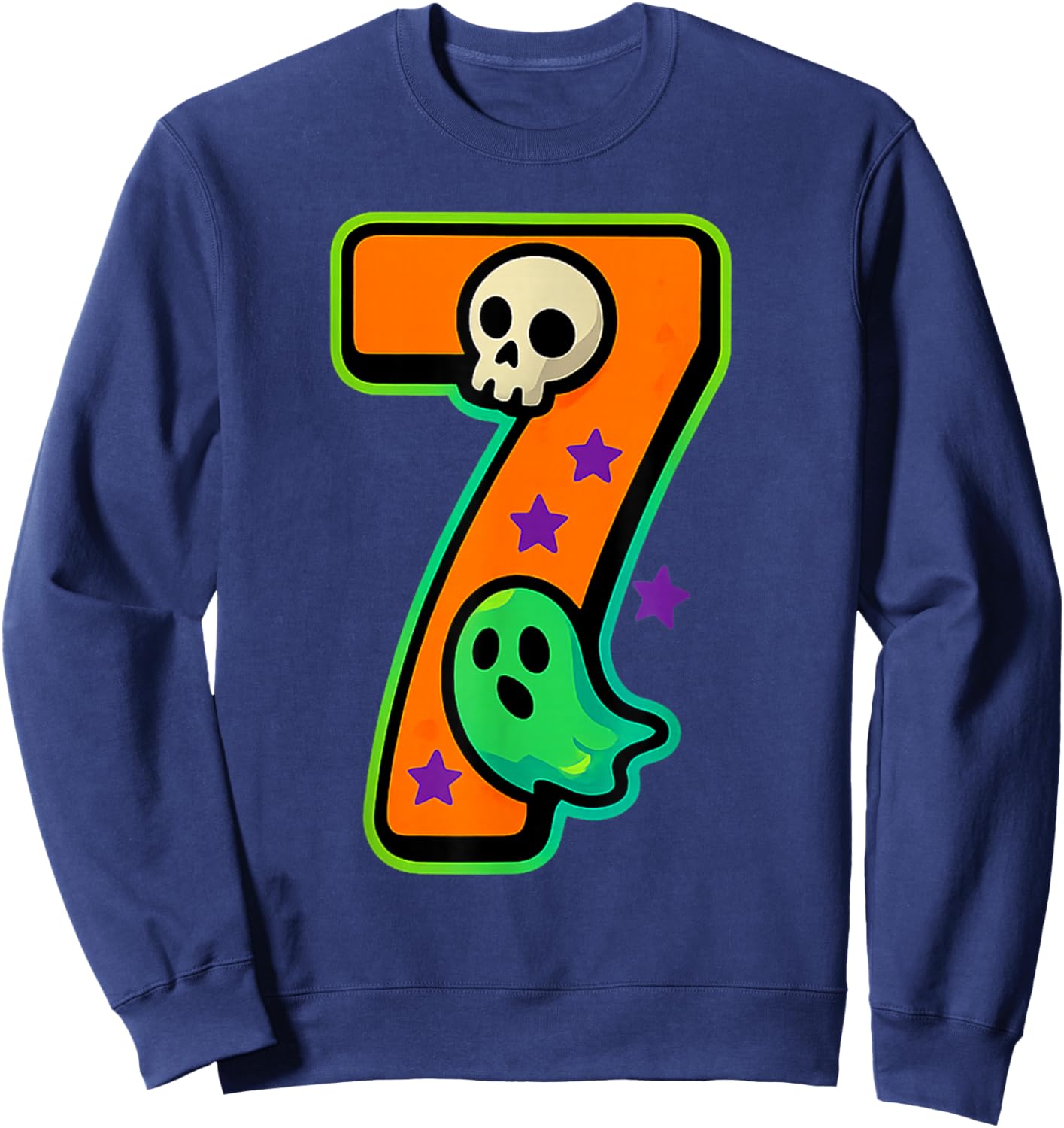 Number 7 Funny Meme Saying 6 7 Six Seven Halloween Sweatshirt - Sweatshirt | Navy