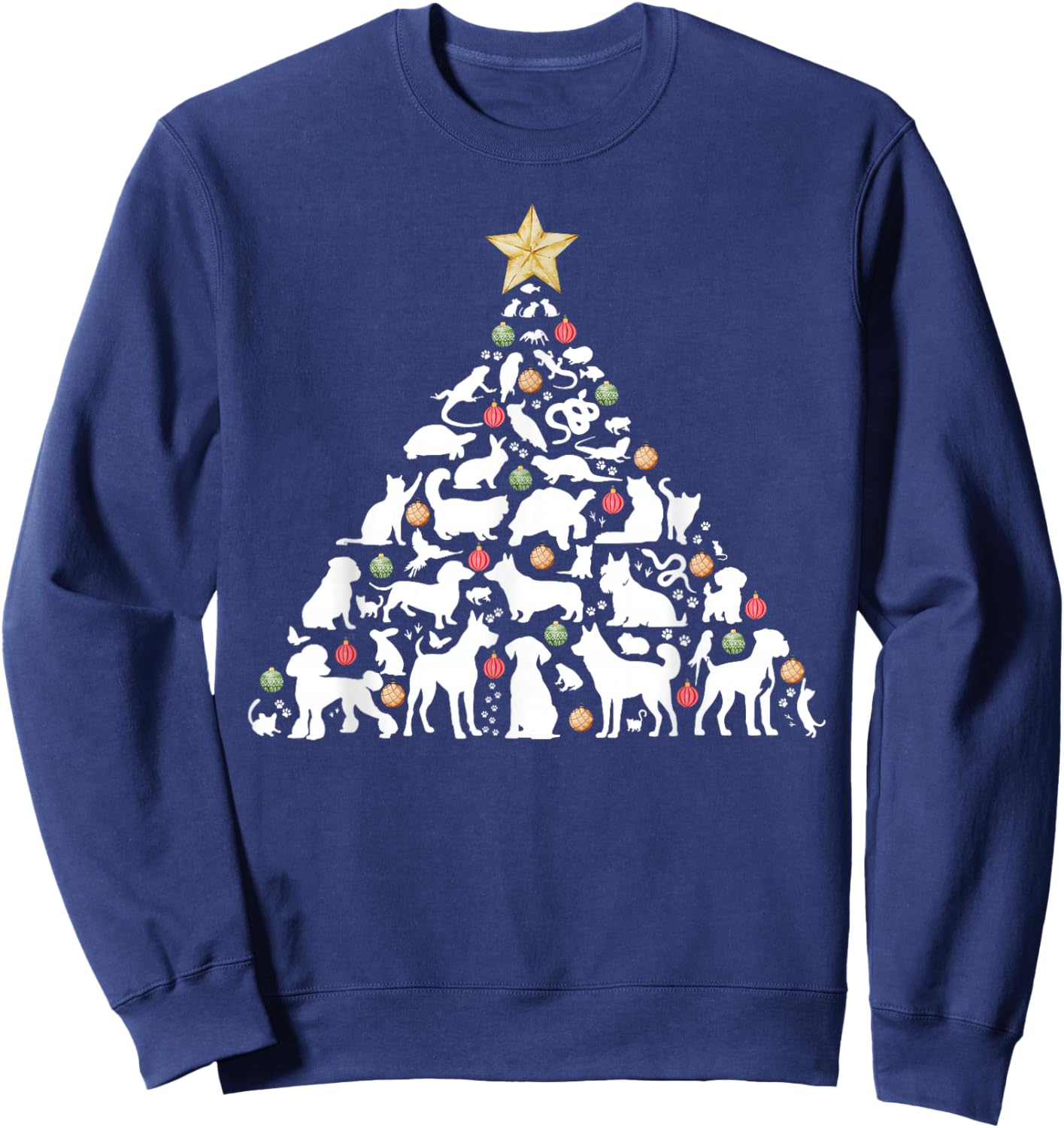 Veterinarian Animal Christmas Tree Veterinary Vet Tech Xmas Sweatshirt - Sweatshirt | Navy