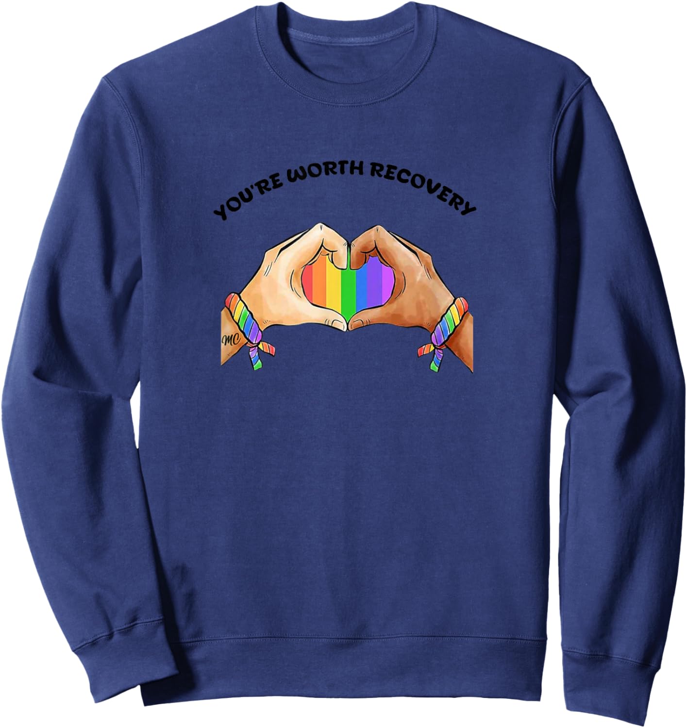 BFOREVERCO You’RE Worth Recovery Sweatshirt - Sweatshirt | Navy