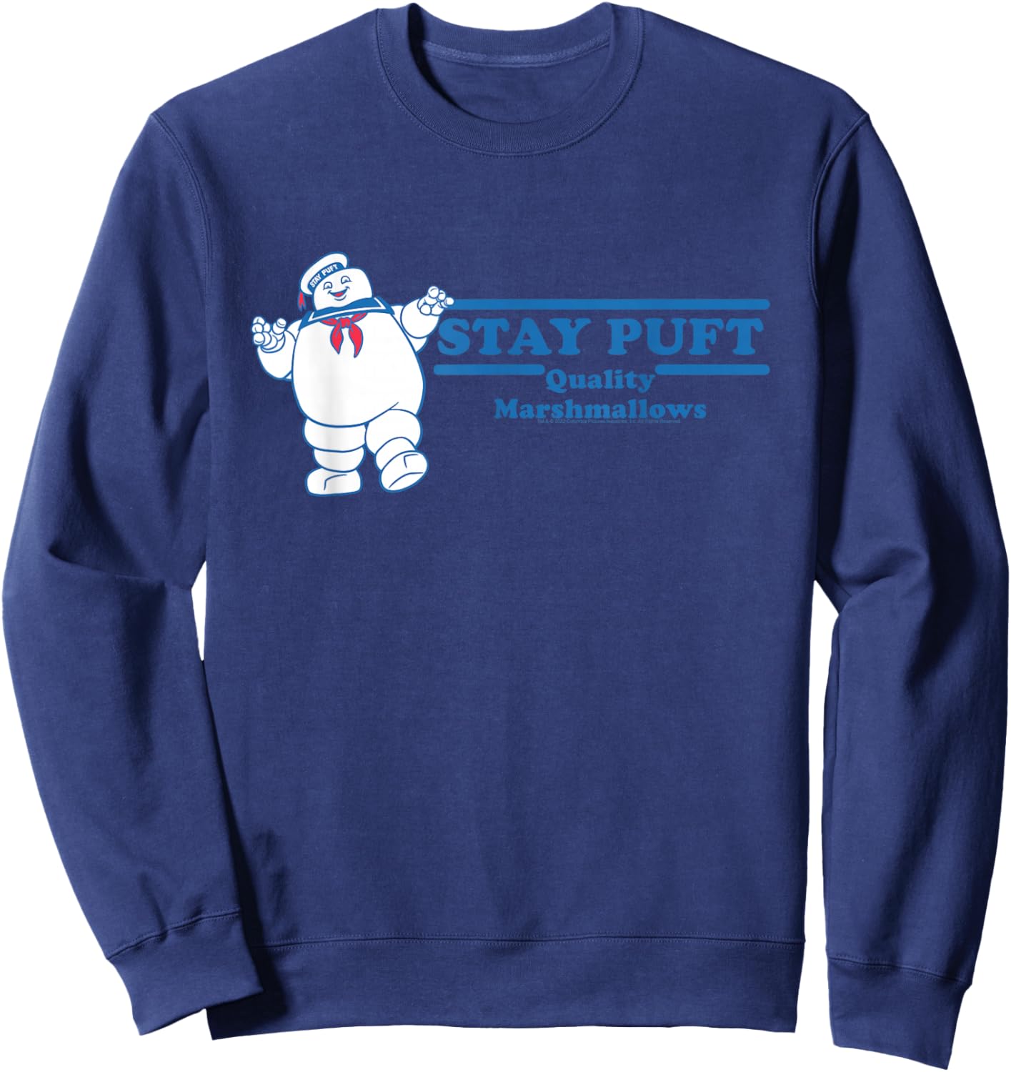 Ghostbusters Stay Puft Marshmallow Ad Funny 80's Movie Sweatshirt - Sweatshirt | Navy
