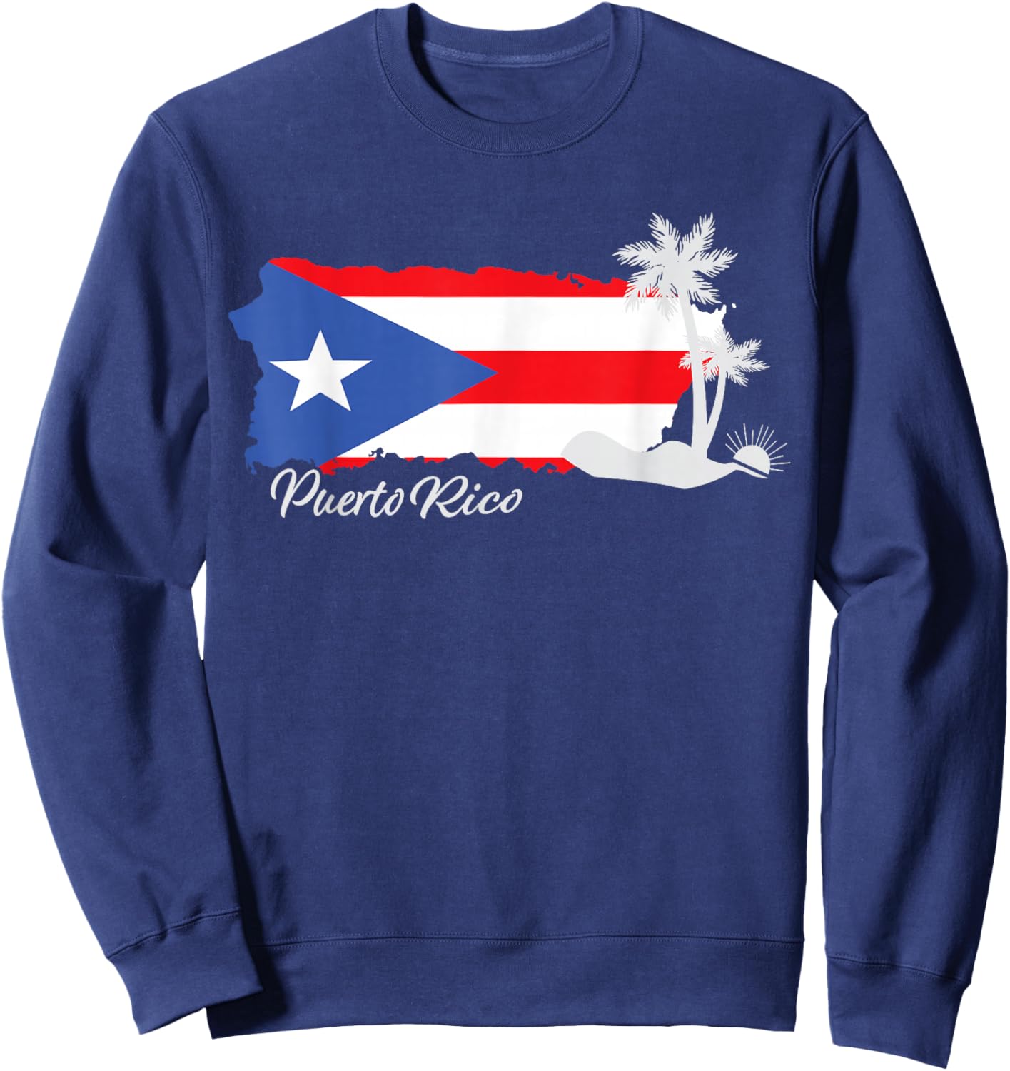 Puerto Rico Flag Hispanic Heritage Puerto Rican Map Pride Sweatshirt - Sweatshirt | Navy