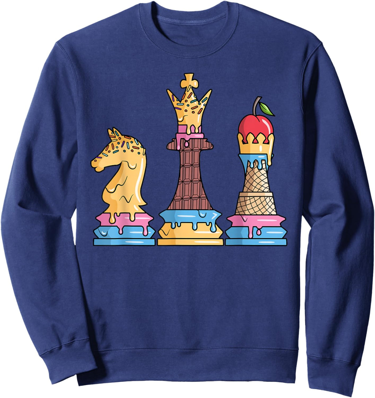 Chess Player Drip Kids Men Boys Dripping Chess Sweatshirt - Sweatshirt | Navy