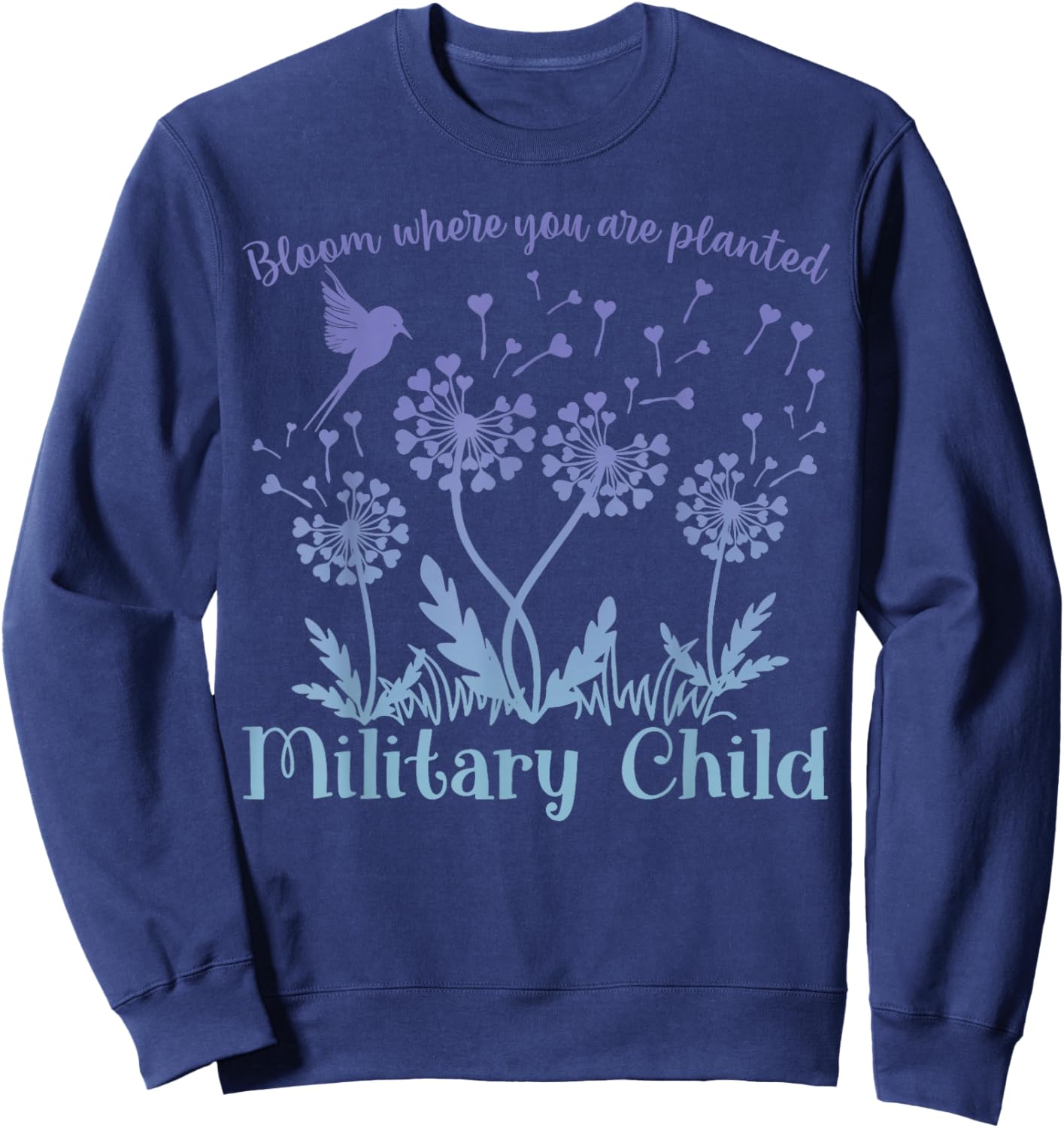 Military Kids Child Month Bloom Where You are Planted Purple Sweatshirt - Sweatshirt | Navy