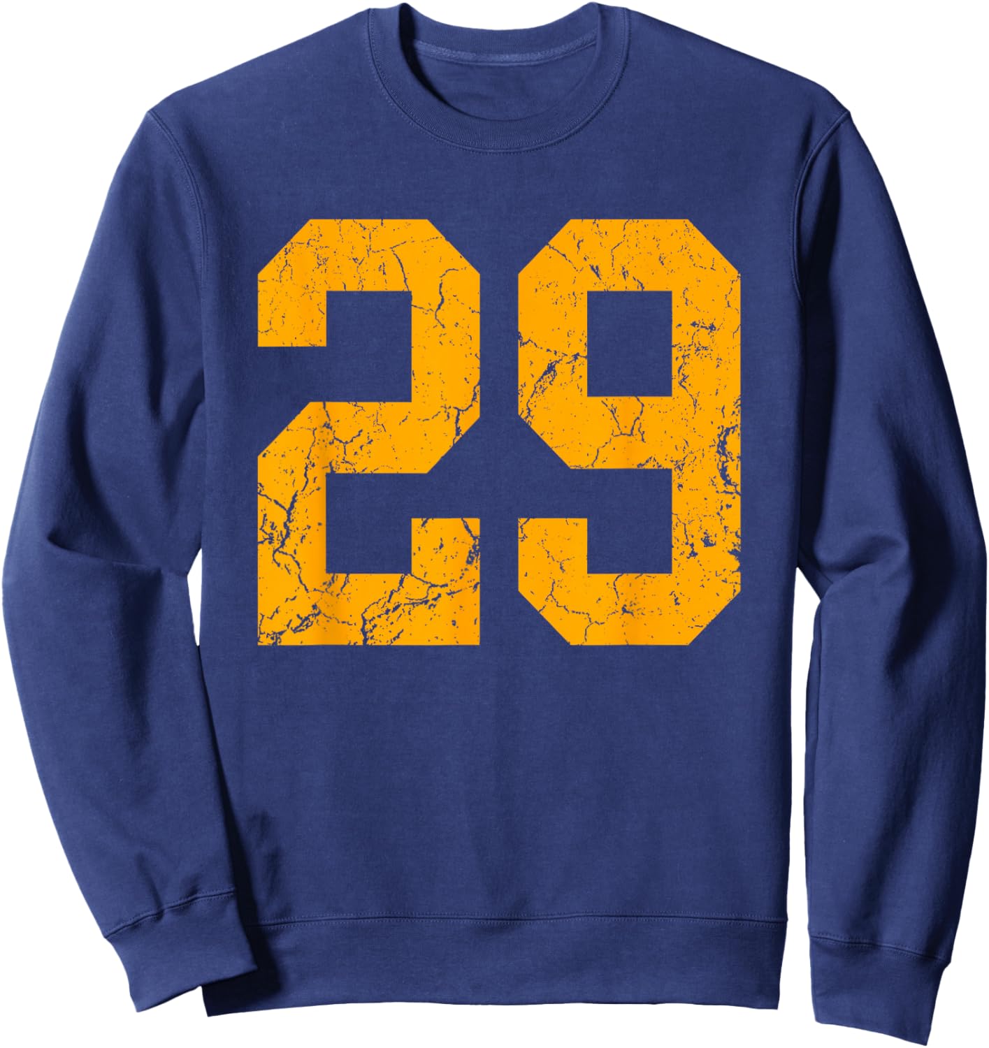 Distressed Orange Number 29 Jersey Player Uniform #29 Sweatshirt - Sweatshirt | Navy