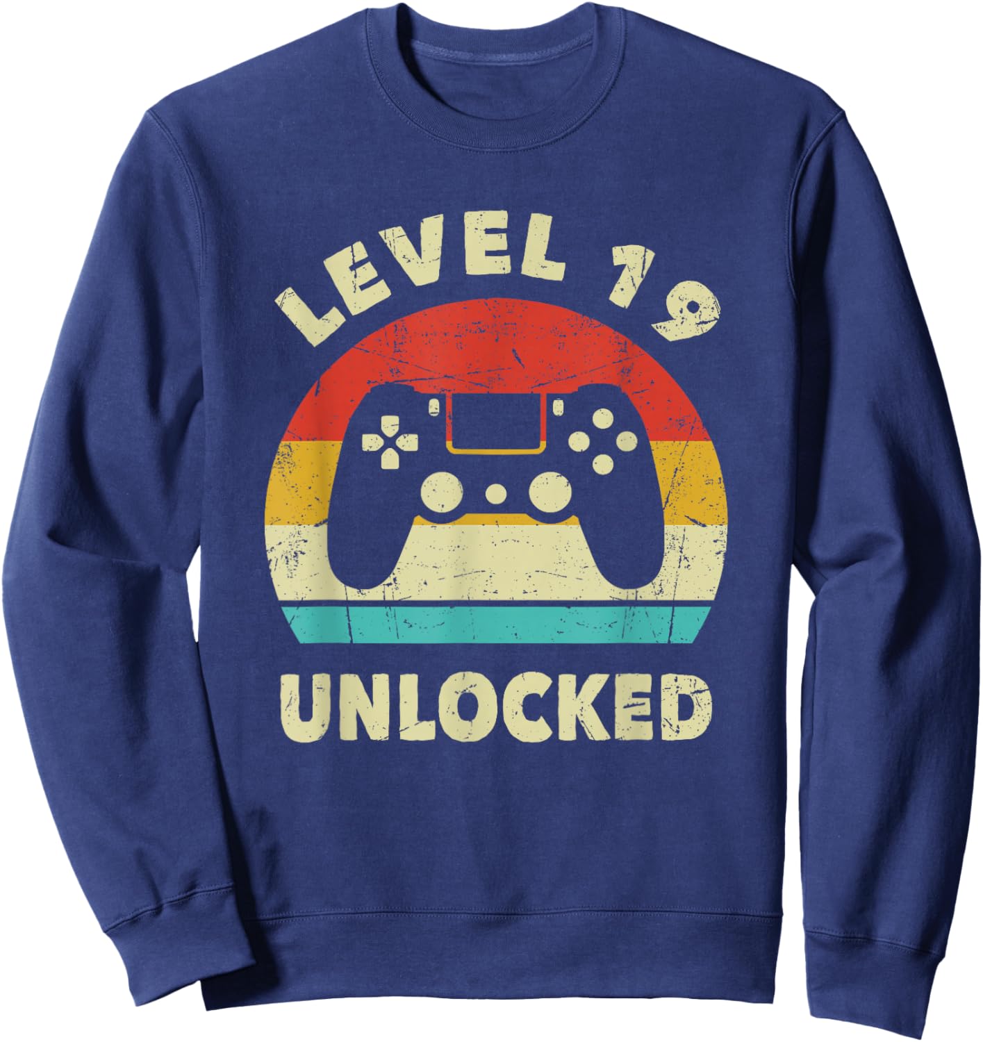 Level 19 Unlocked - Retro Vintage Funny 19th Birthday Gamer Sweatshirt - Sweatshirt | Navy