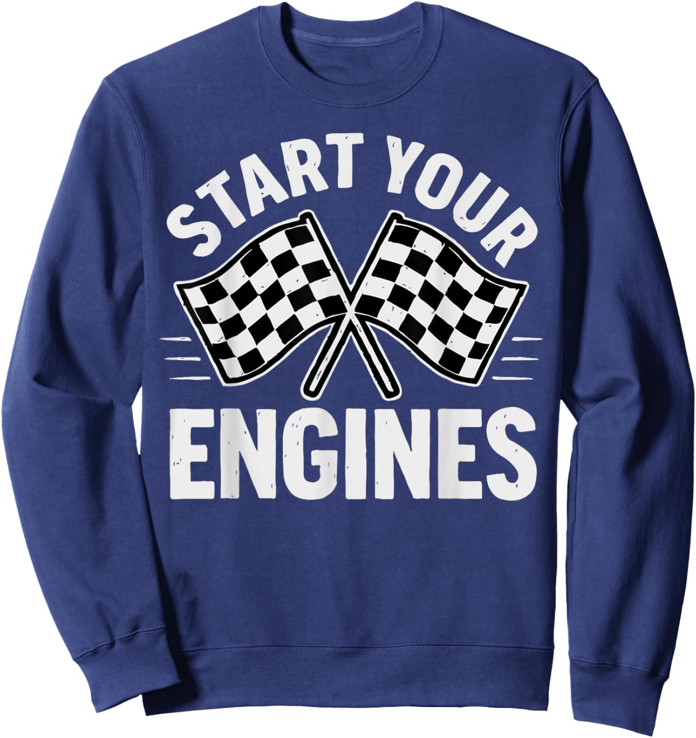 Start Your Engines Vintage Check Flag Race Car Costume Sweatshirt - Sweatshirt | Navy