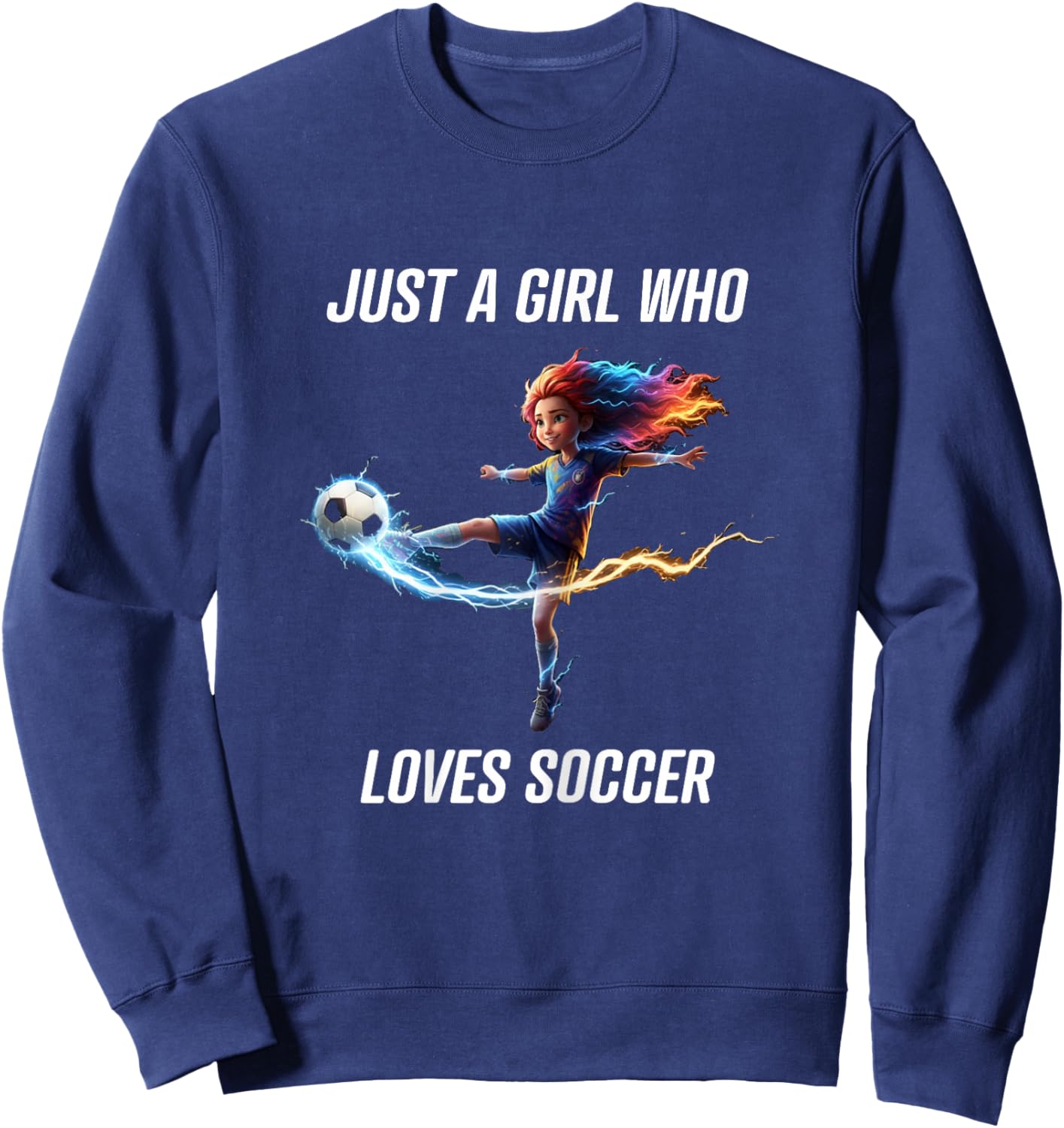Just A Girl Who Loves Soccer for Kid Youth Girls & Women Sweatshirt - Sweatshirt | Navy