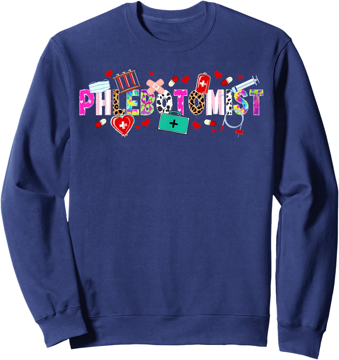 Phlebotomist Leopard Phlebotomy Phlebotomist Sweatshirt - Sweatshirt | Navy