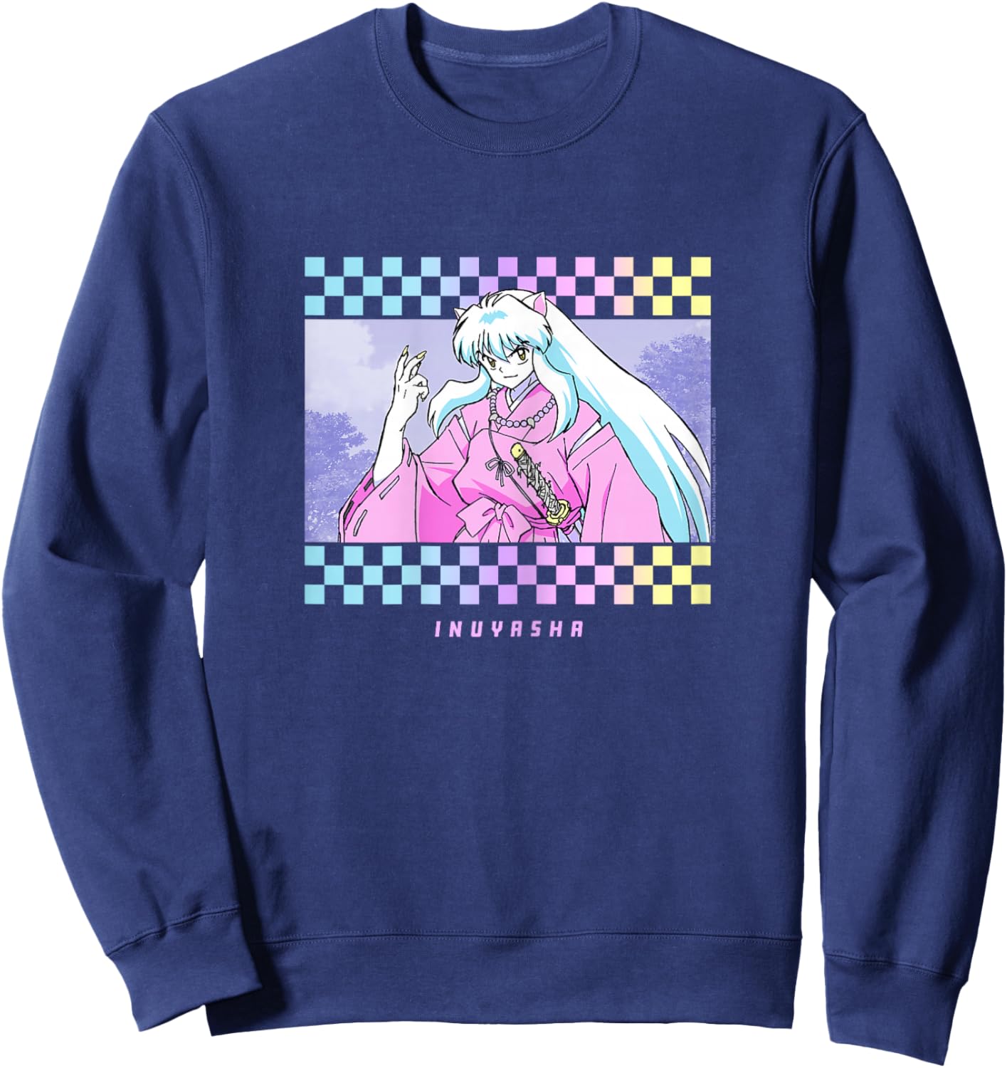 Half-Demon Checkered Artwork Sweatshirt - Sweatshirt | Navy