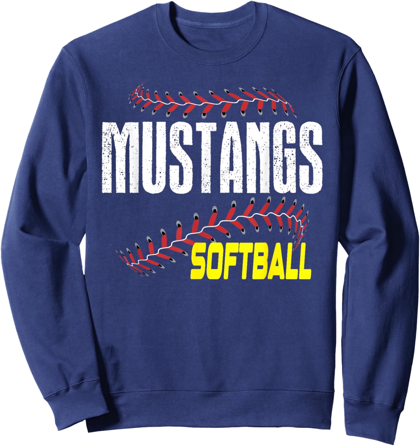 Mustangs Softball Mom School Spirit Mascot Mustang Pride Sweatshirt - Sweatshirt | Navy
