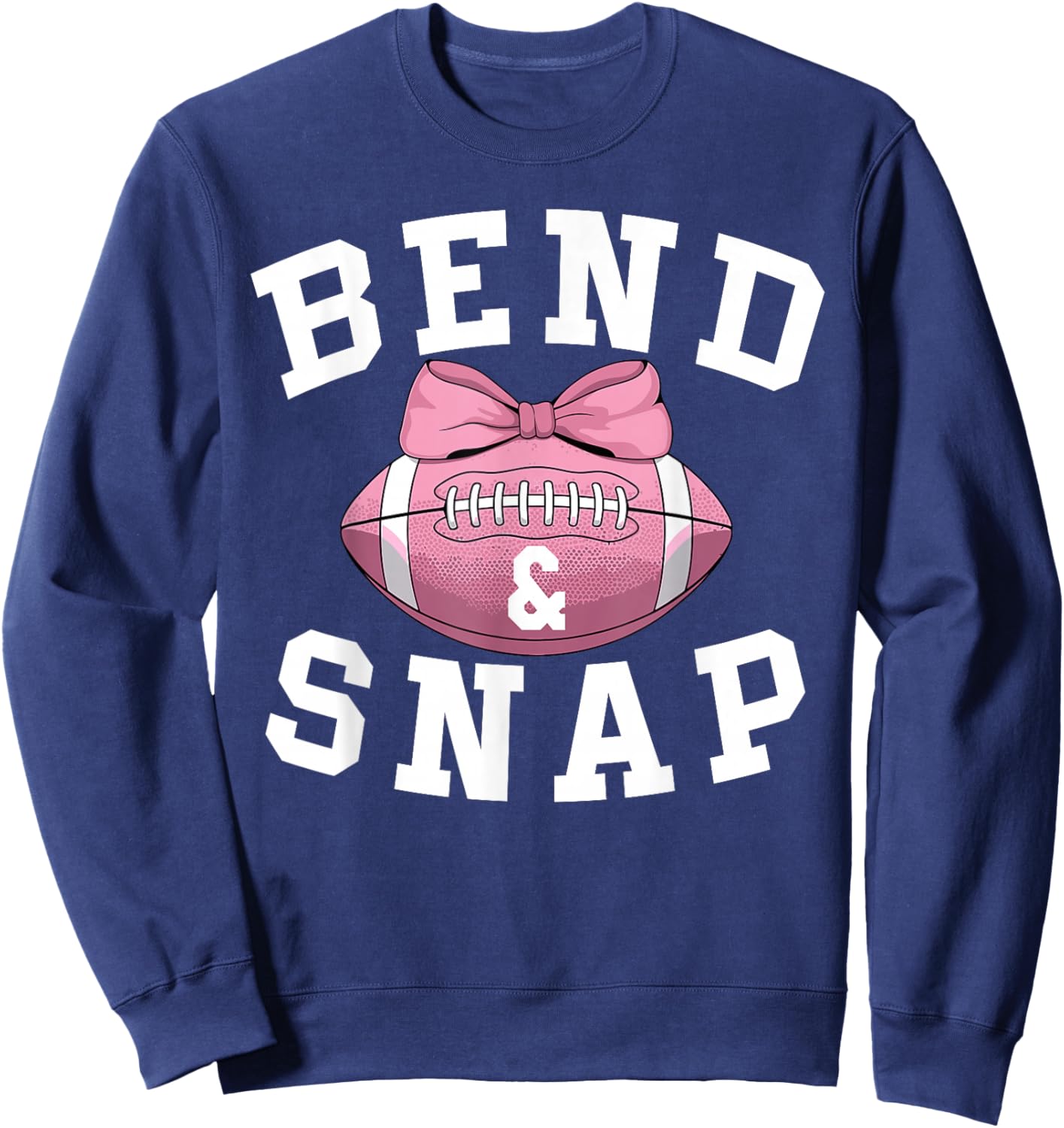 Bend and Snap Football Game Day Coquette Bow Pink Football Sweatshirt - Sweatshirt | Navy