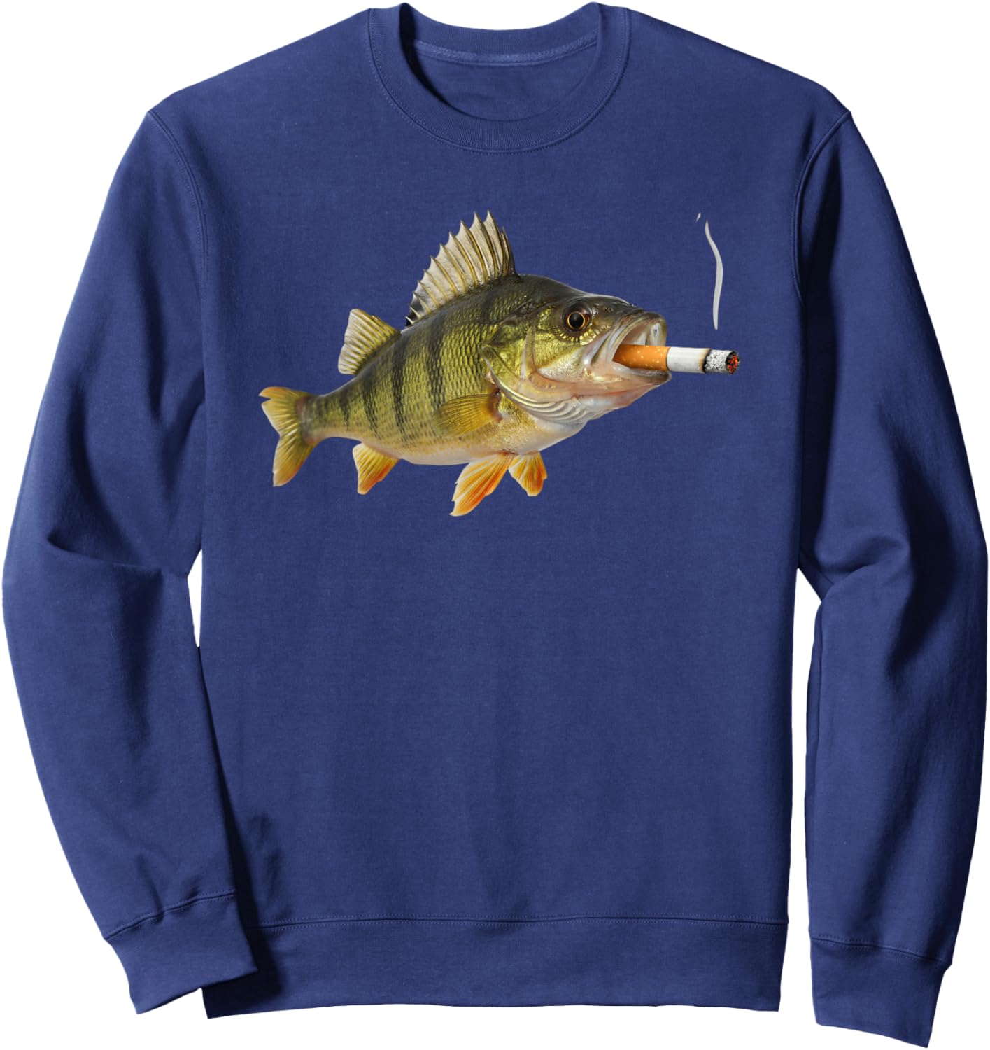 Fish Meme Gen Z Brainrot Sarcasm Fish Smoking Cigarette Sweatshirt - Sweatshirt | Navy