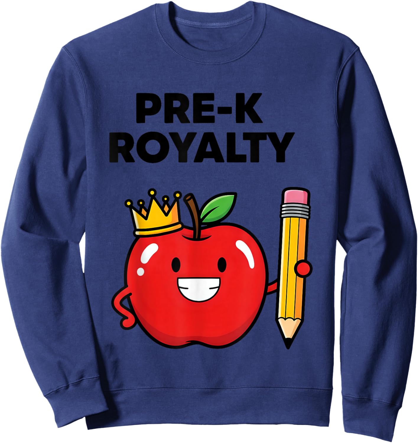 Pre K Royalty Cute Apple Preschool Teacher Sweatshirt - Sweatshirt | Navy
