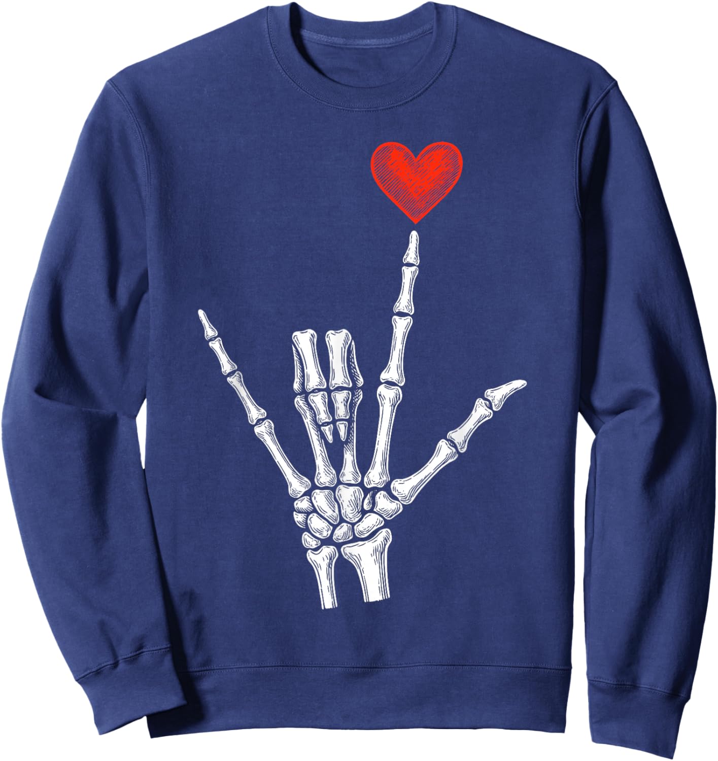 Skeleton Heart Hand Valentines Day Women Sweatshirt - Sweatshirt | Navy