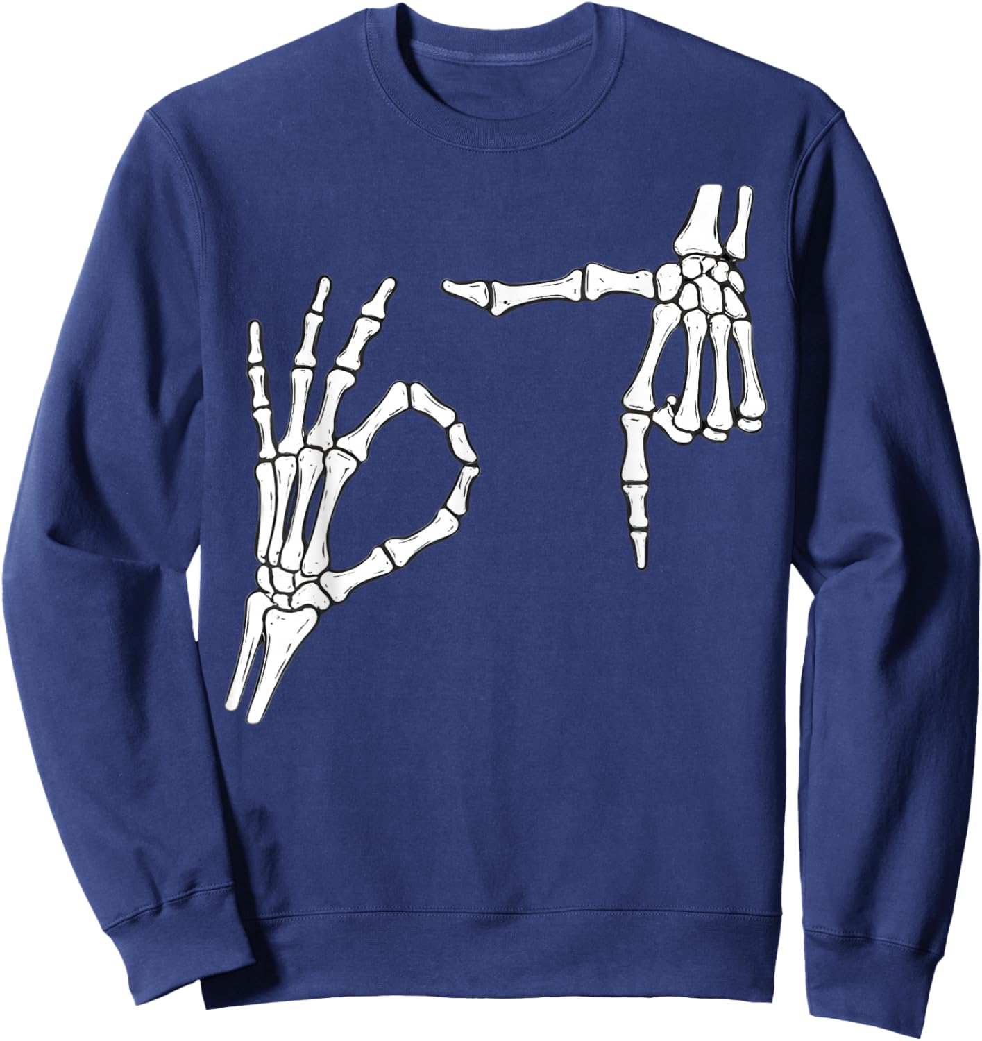 Funny Six Seven 6 7 Meme 67 Skeleton Hand Halloween Costume Sweatshirt - Sweatshirt | Navy