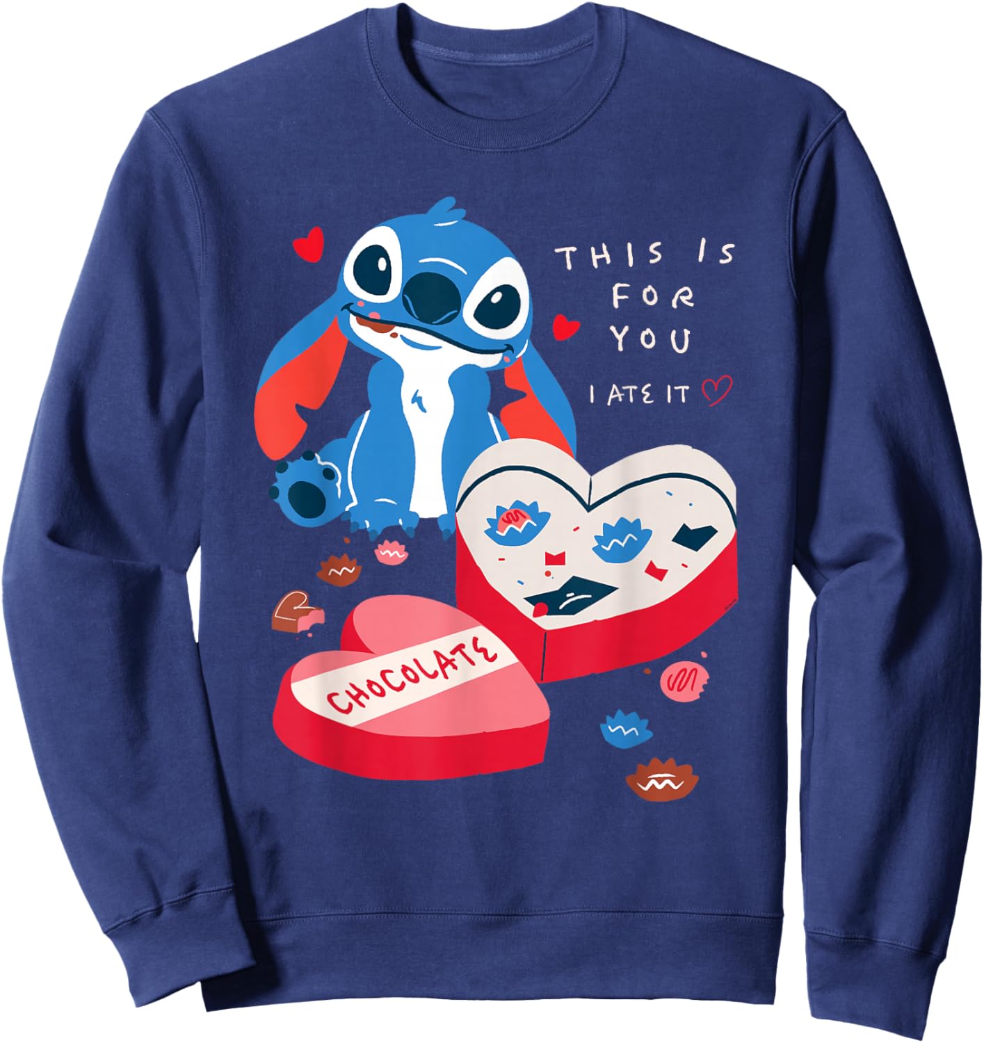 Disney Stitch Valentine's Day This is for You. I Ate it. Sweatshirt - Sweatshirt | Navy