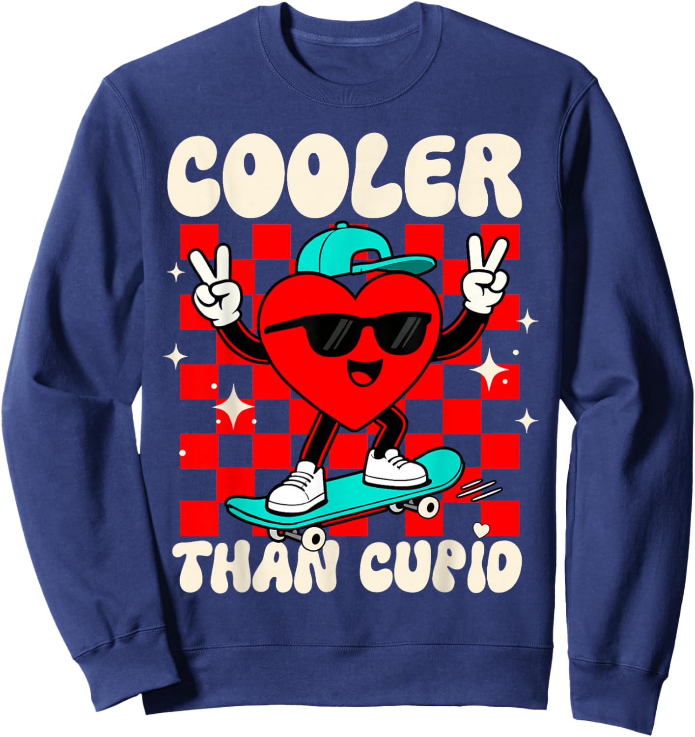Cooler Than Cupid Valentines Day for Teens Kids Boys Girls Sweatshirt - Sweatshirt | Navy