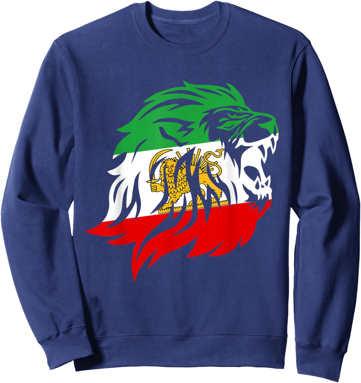 Iran Lion Sun Flag,Iran,Persian,Shir o Khorshid Sweatshirt - Sweatshirt | Navy