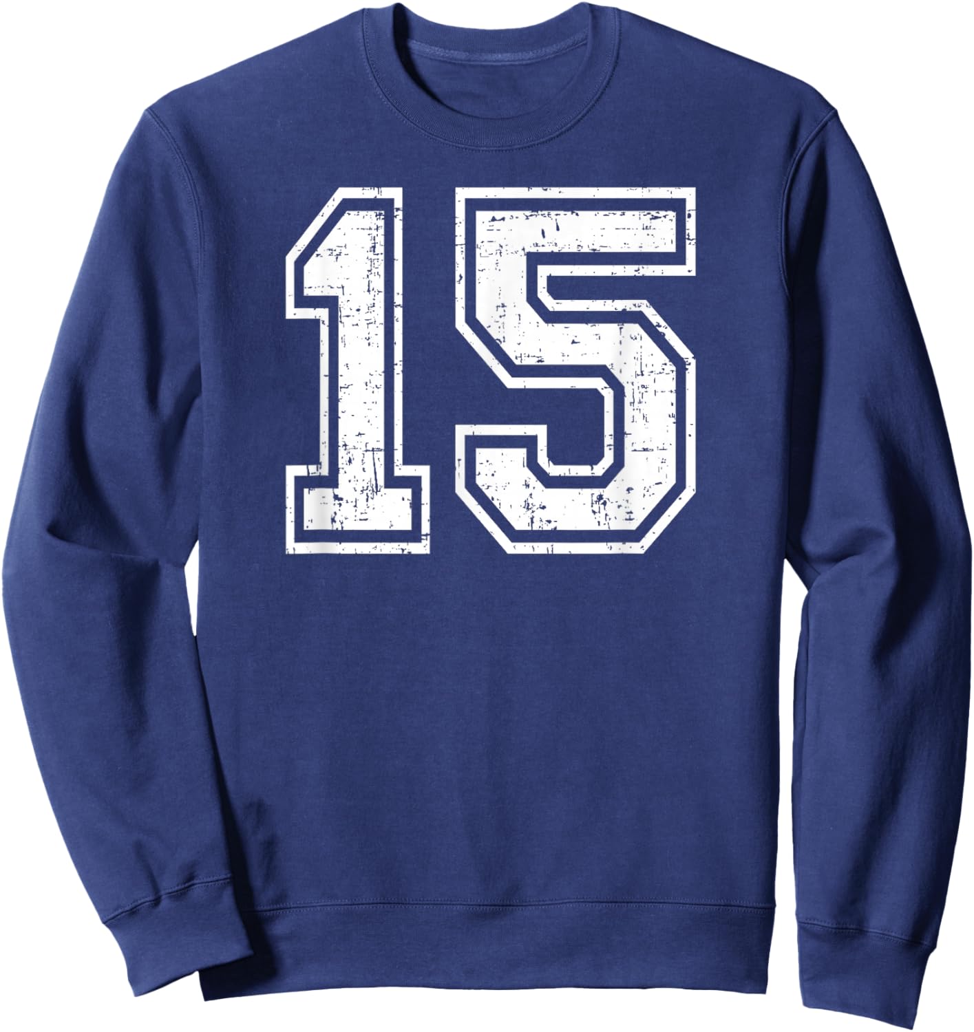 15 Number Fifteen Team Sports Grunge Varsity Matching Sweatshirt - Sweatshirt | Navy