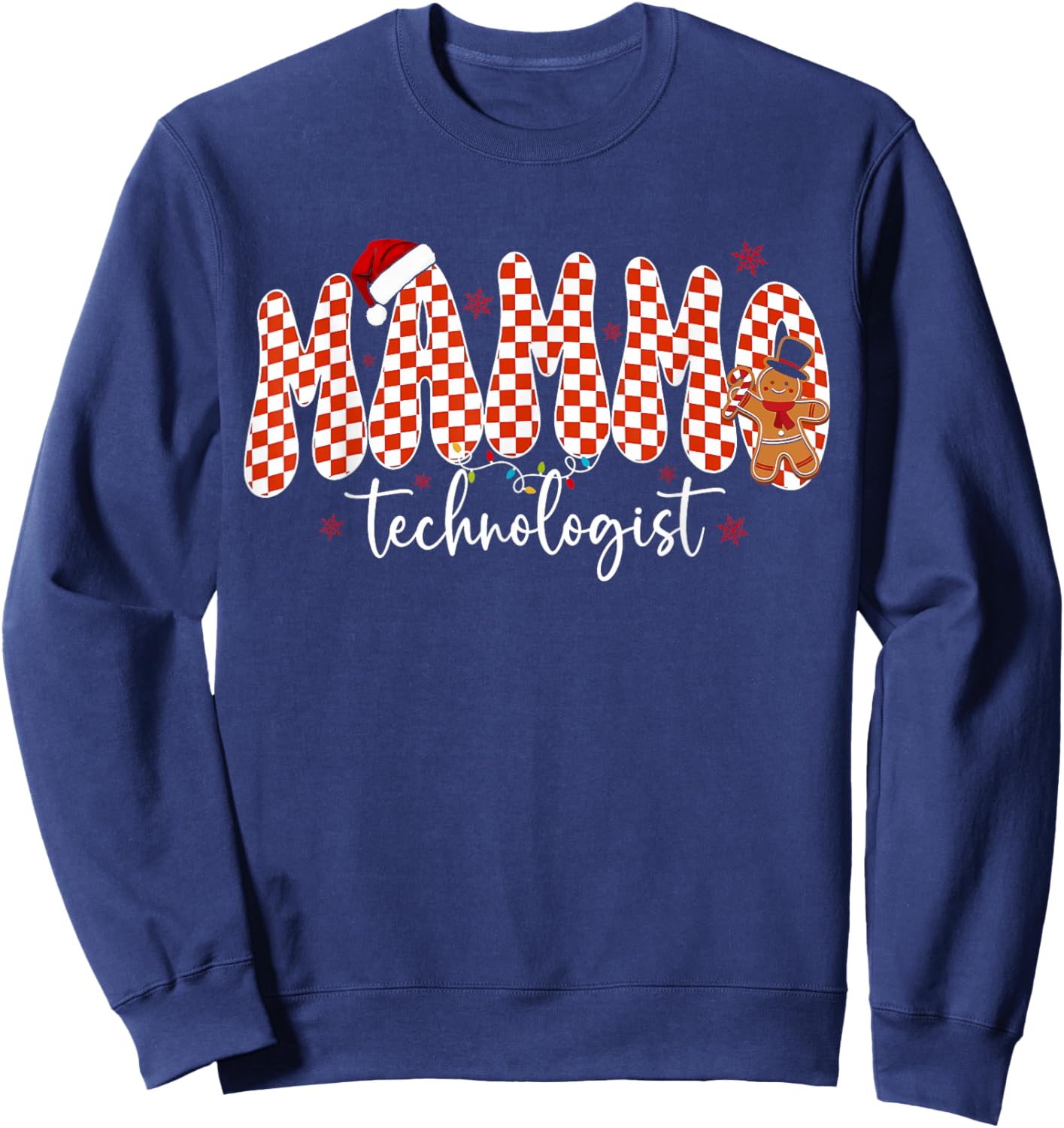 Checkerboard Mammo Technologist Mammography Tech Christmas Sweatshirt - Sweatshirt | Navy