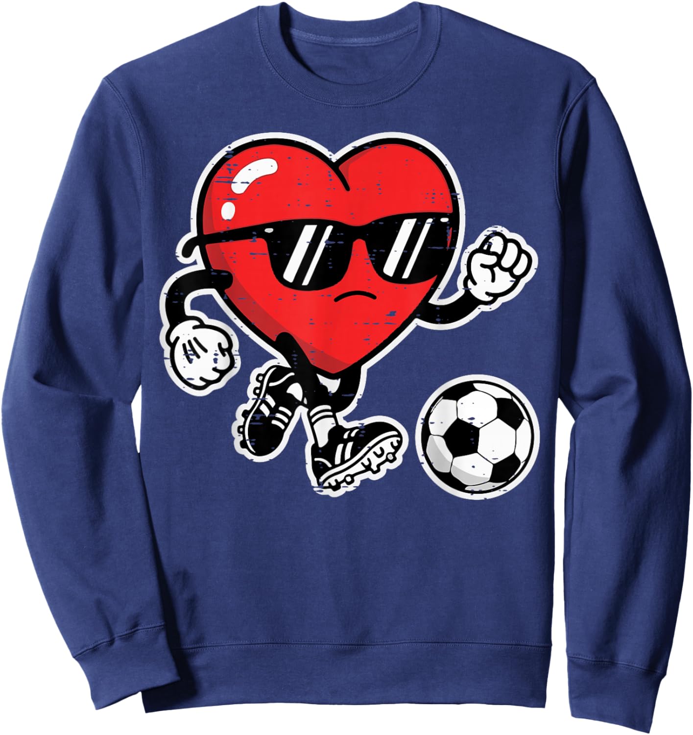 Valentines Day Heart Soccer Football Boys Kids Youth Men Sweatshirt - Sweatshirt | Navy
