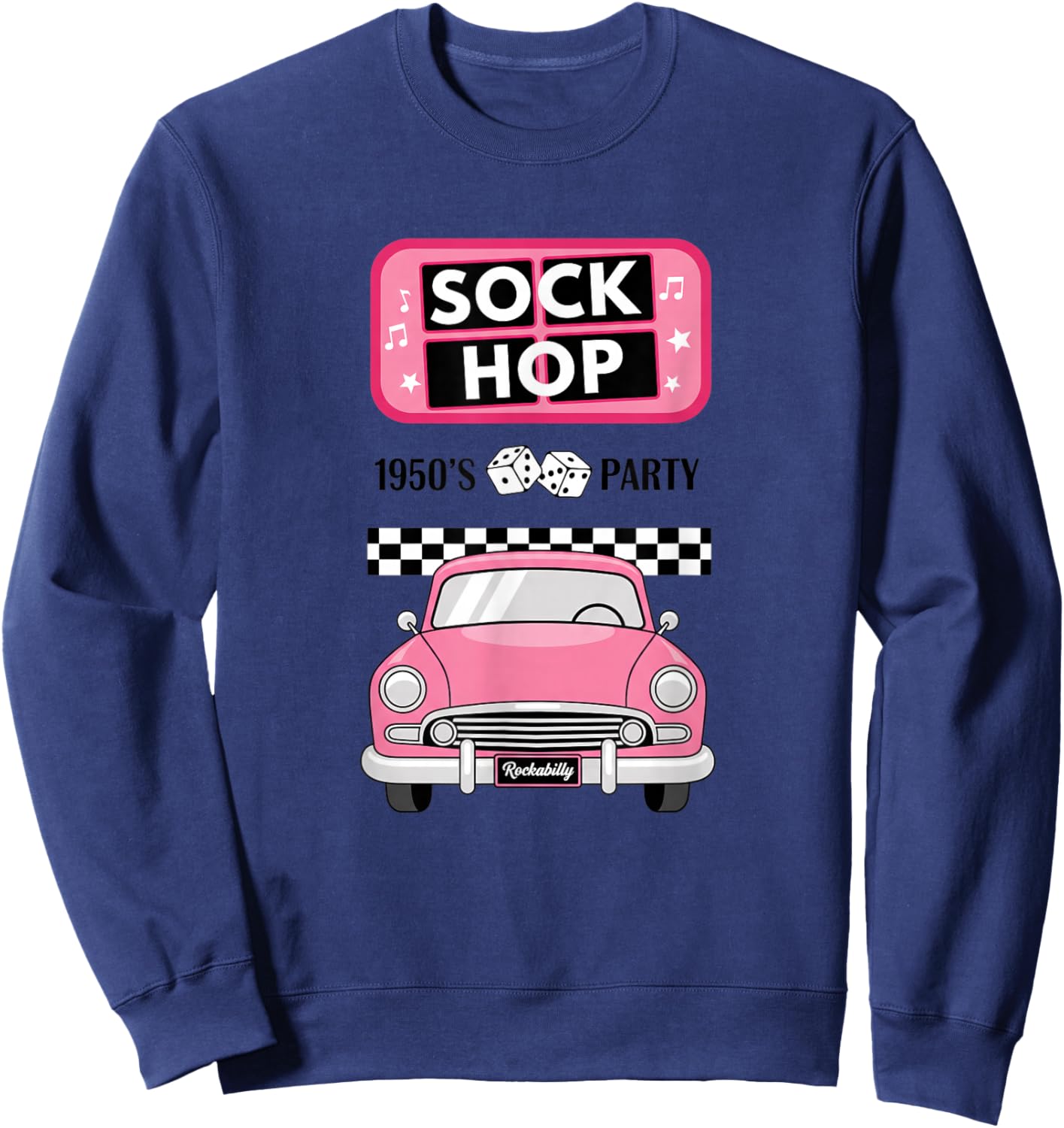 Sock Hop 1950S Party Rockabilly Retro Car for Girls Sweatshirt - Sweatshirt | Navy