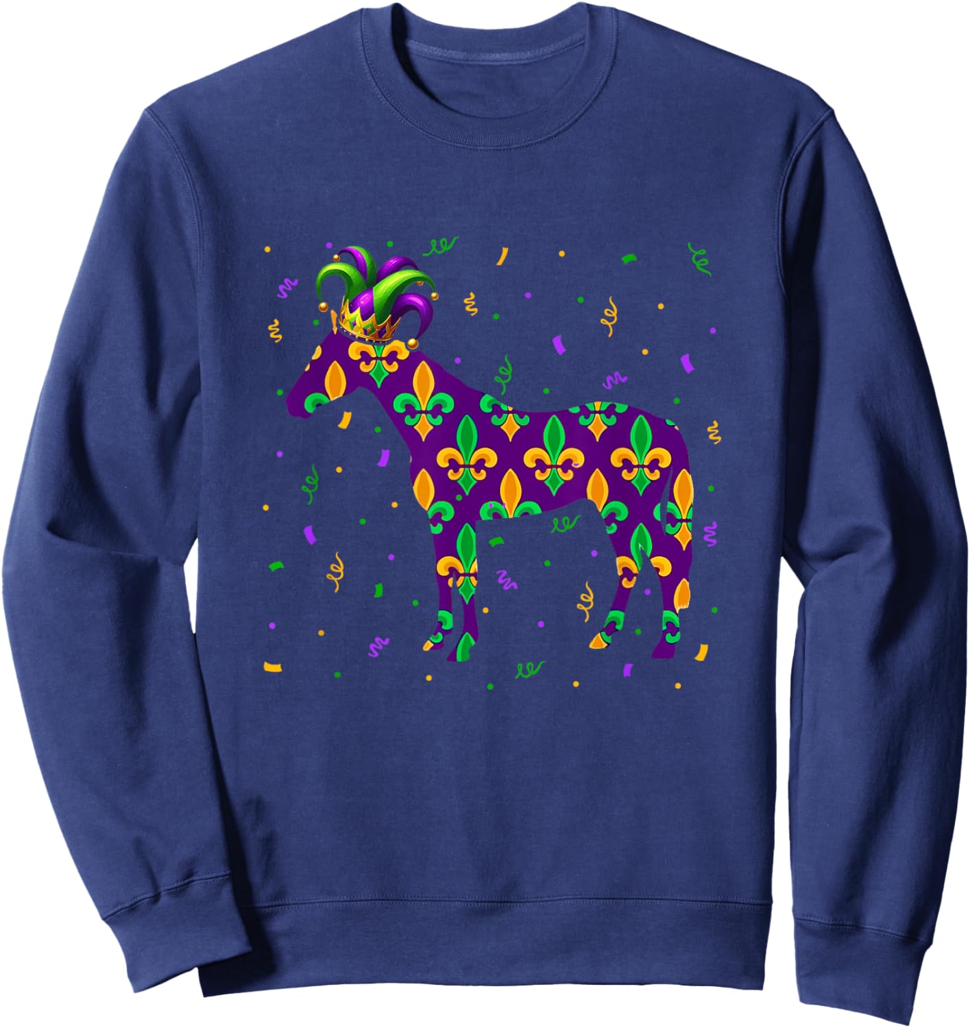 Mardi Gras Symbol Horse Jester Hat Cute Shape Parades Sweatshirt - Sweatshirt | Navy
