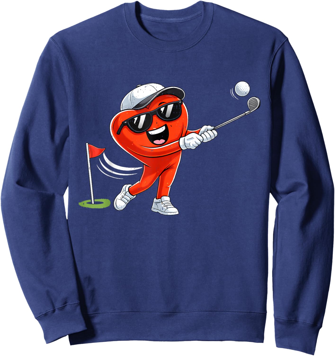 Valentine Golf Heart Sport Golfer Valentines Day Men Boy Kid Sweatshirt - Sweatshirt | Navy
